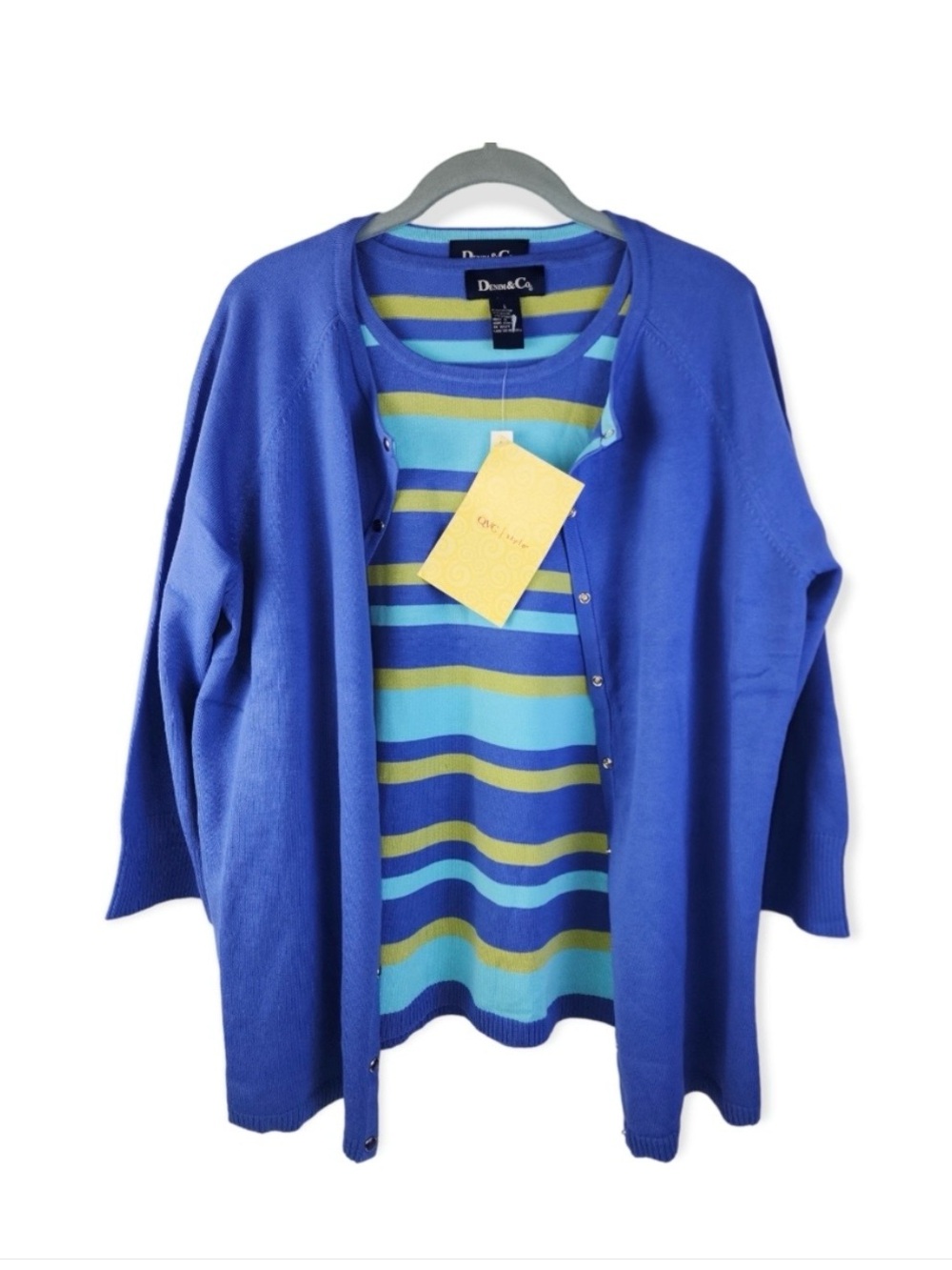 NWT Denim & Co 2pc Cardigan Sweater & Sweater Tank Set Womens Large PRICE FIRM